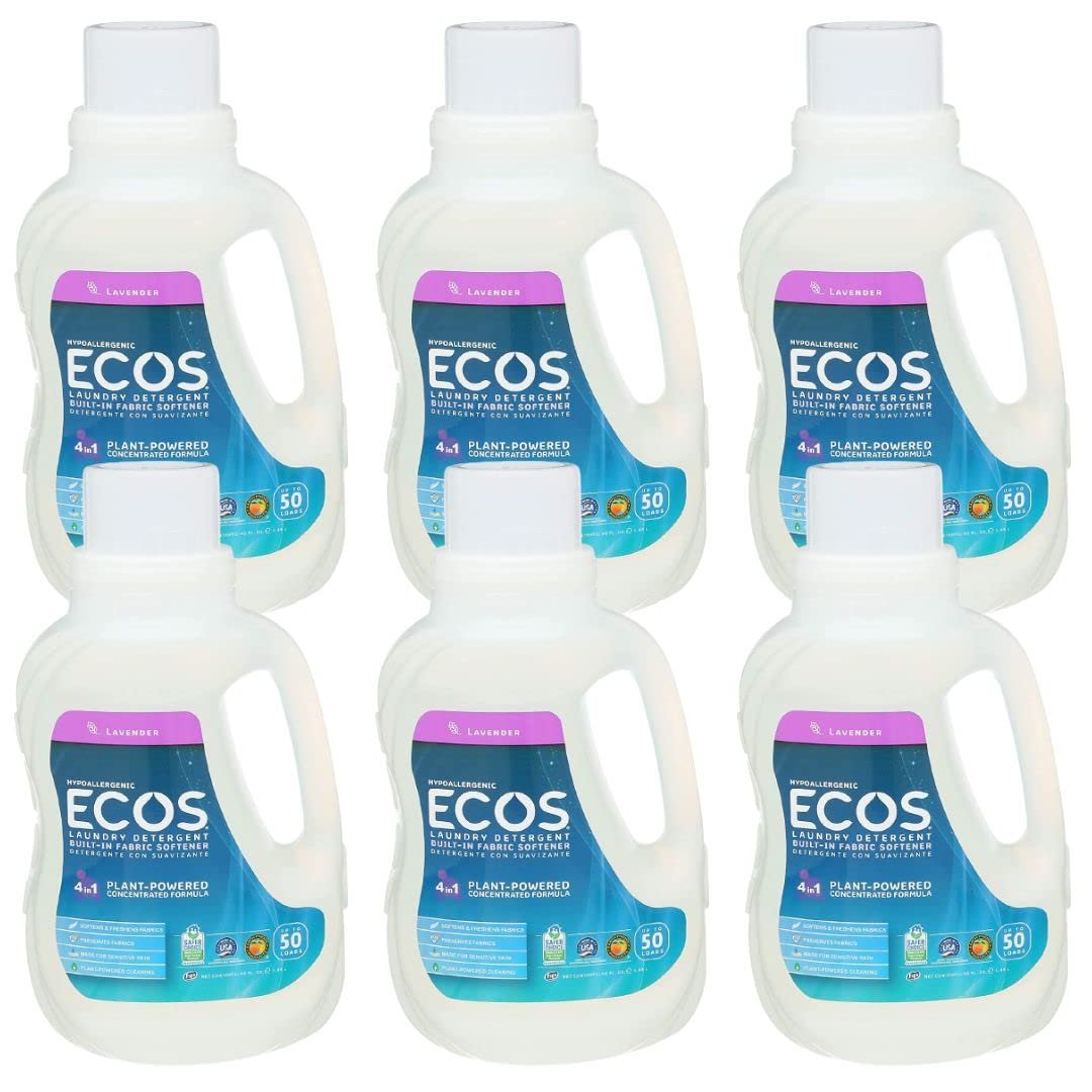 **Concentrated Lavender Laundry Detergent Liquid - Plant-Based, Organic & Gentle with Essential Oils | Safe for Sensitive Skin & All Fabrics | 50 FL Oz (6-Pack) – Perfect for Baby Clothes, Delicates & Eco-Friendly Laundry**