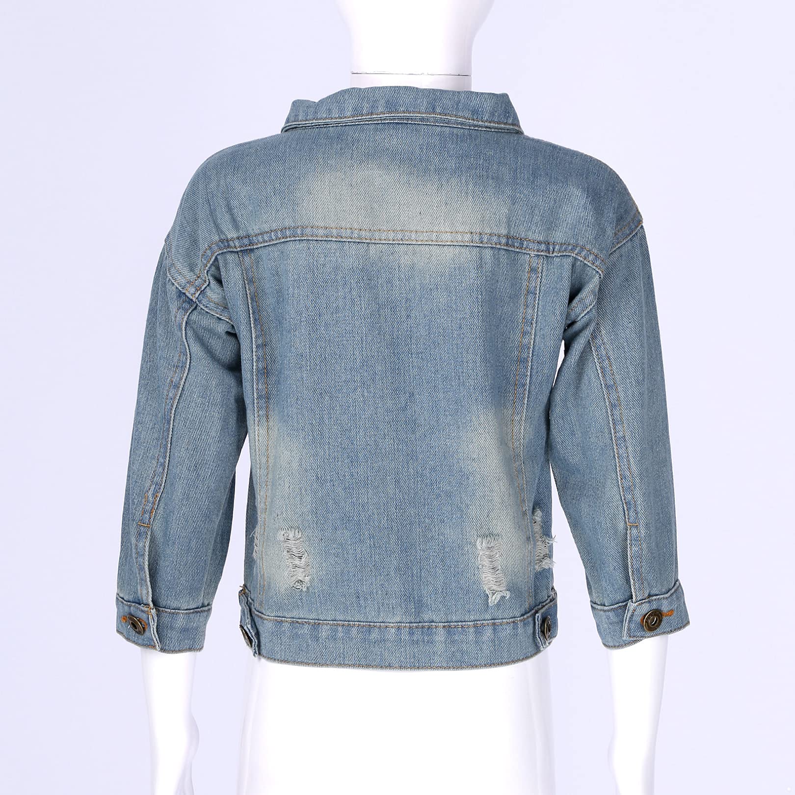EasyForever Boys' Western Style Ripped Denim Jacket - Distressed Long Sleeve Button Up Jean Coat for Kids | Perfect for School, Outdoor Adventures & Casual Wear