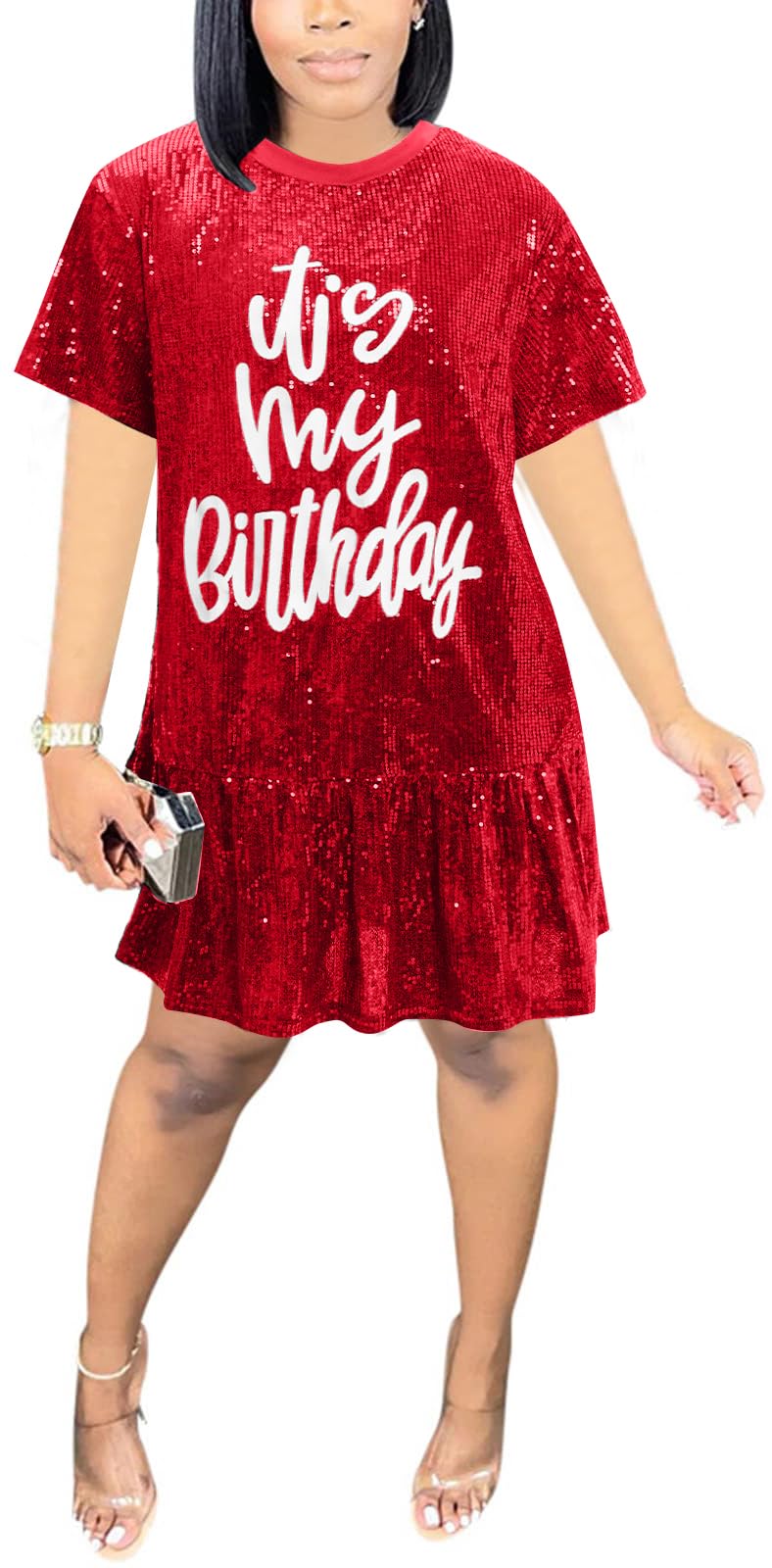 FLOYU Women's Sequin Birthday Dress - Sparkly Party Top & Sexy Birthday Outfit for Women | Perfect for Birthday Parties, Bachelorette Nights & Special Occasions