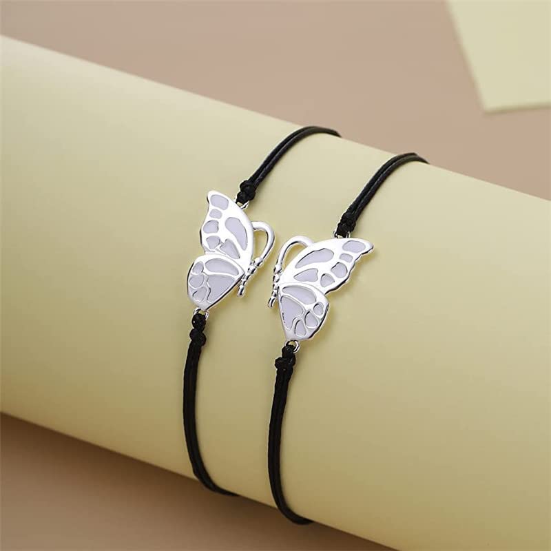 Best Friendship Bracelets for Women - Long Distance Matching Couple Bracelets with Butterfly Charm, Promise Gifts for Best Friends Birthday | Perfect for Anniversaries, Valentine's Day & Sister Gifts