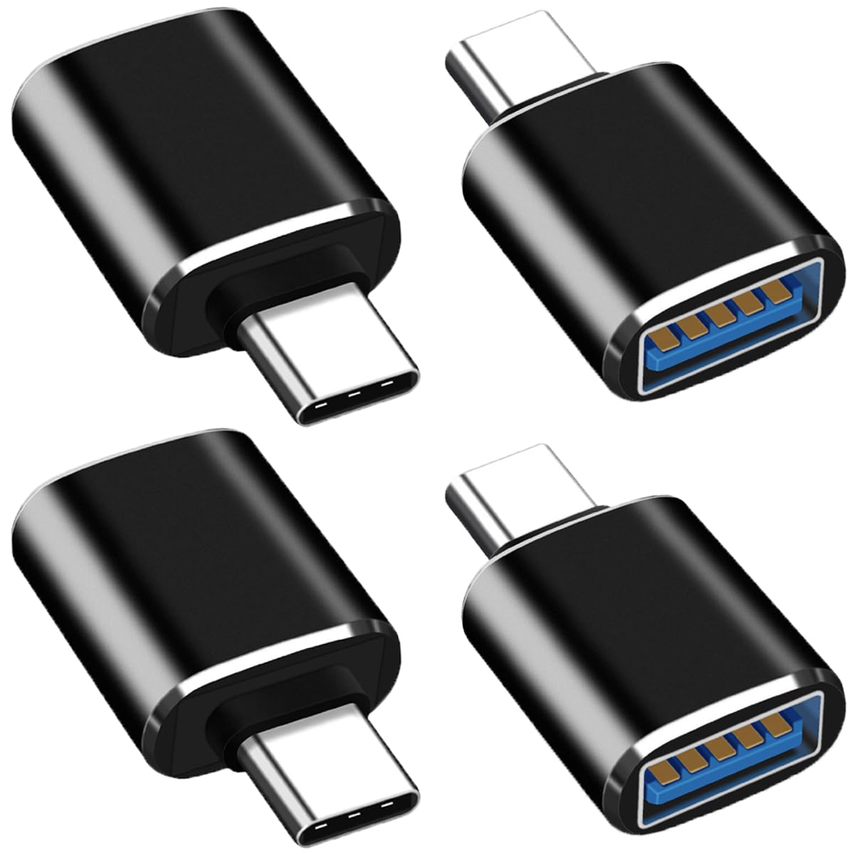 Yuexitech 4-Pack Micro USB to USB C Adapter Converter, USB 3.2 Female to Type C OTG Adapter - Compatible with iPhone 15 Pro Max/MacBook Air/iPad Pro/Galaxy S24/S23/S22 - Fast Data Transfer & Charging - Perfect for Travel, Office & Home Use