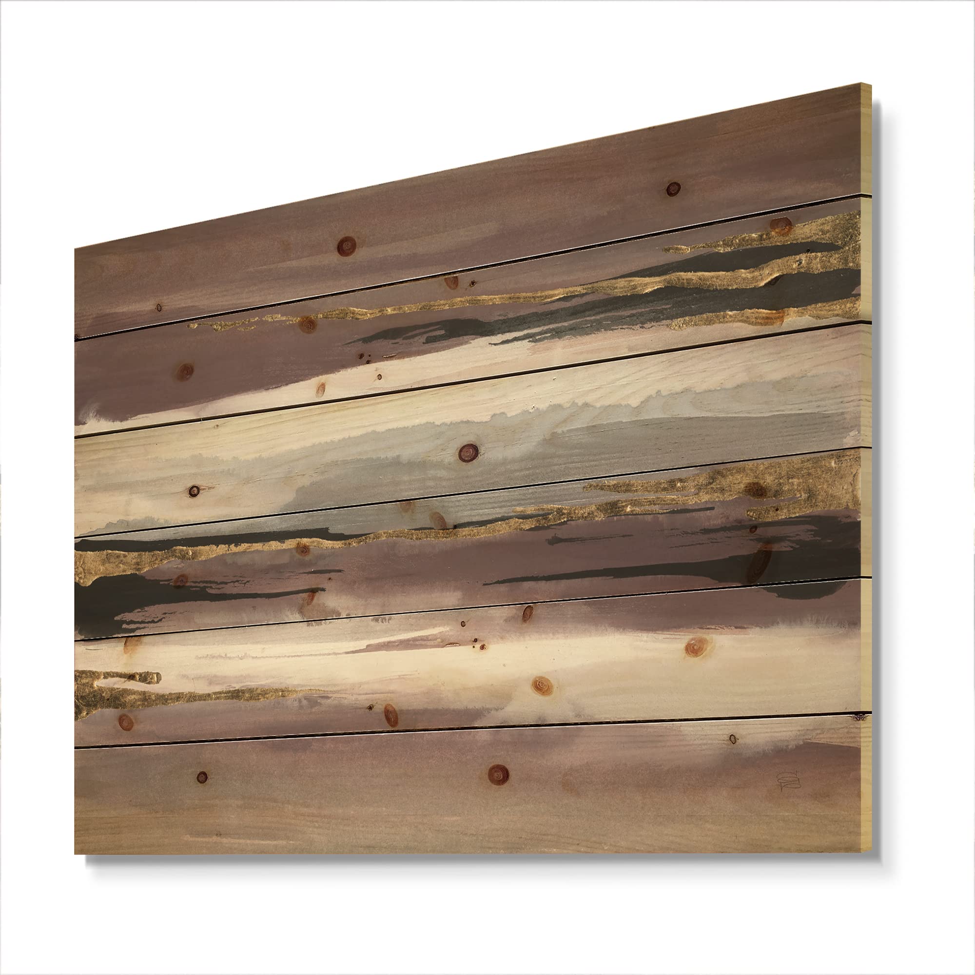 DesignQ Purple Glam Storm Modern Wood Wall Art - Large Abstract Wall Decor Printed on Natural Pine Wood - Perfect for Living Room, Bedroom & Office Decor