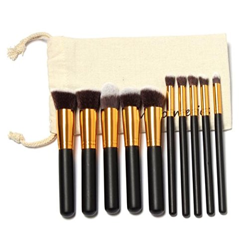 10-Piece Professional Makeup Brush Set with Travel Bag - Soft Bristle Face & Eye Brushes for Foundation, Blending, Contouring - Perfect for Makeup Artists & Beginners On-The-Go