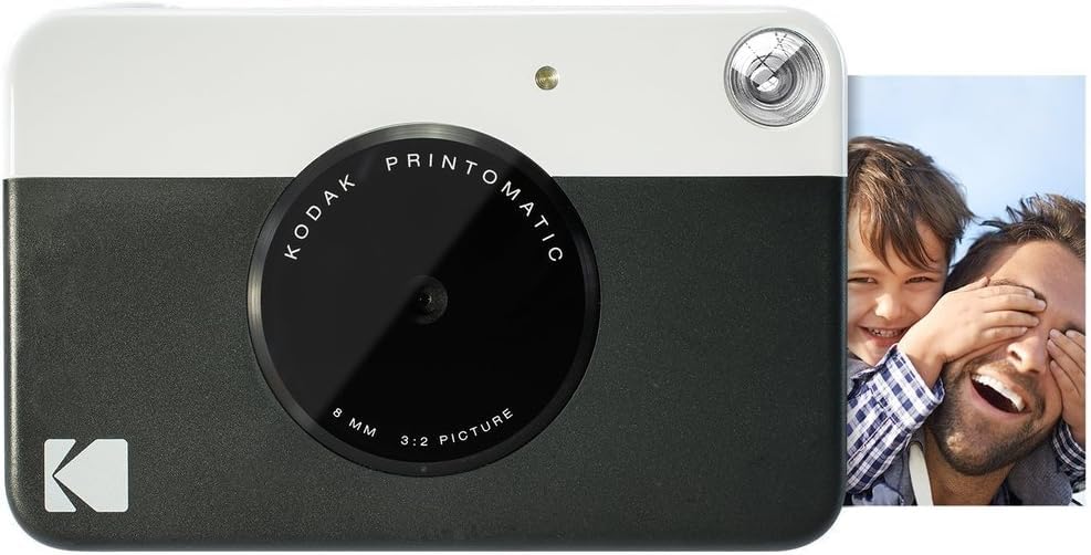 KODAK Printomatic Instant Camera Kit - Black with 20 Zink Photo Papers, Scrapbook, Markers, Stickers, Scissors & Washi Tape for DIY Crafts, Memory Books & Party Favors