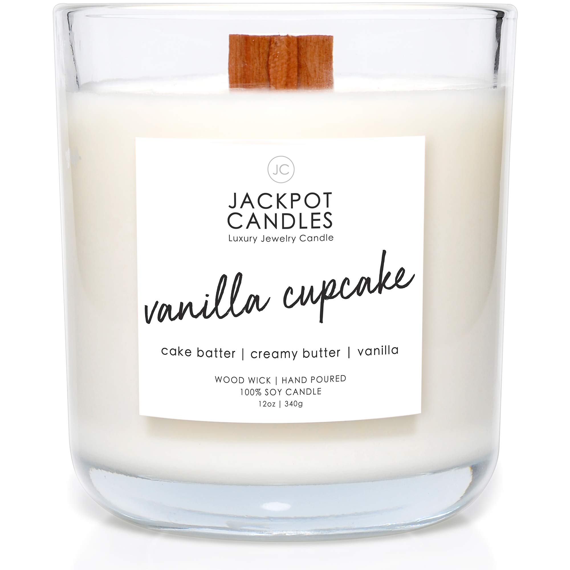 Vanilla Cupcake Scented Soy Candle with Surprise Jewelry Inside - Handmade in USA (Ring Size 10, $15-$5000 Value) - Perfect for Birthdays, Weddings & Home Decor