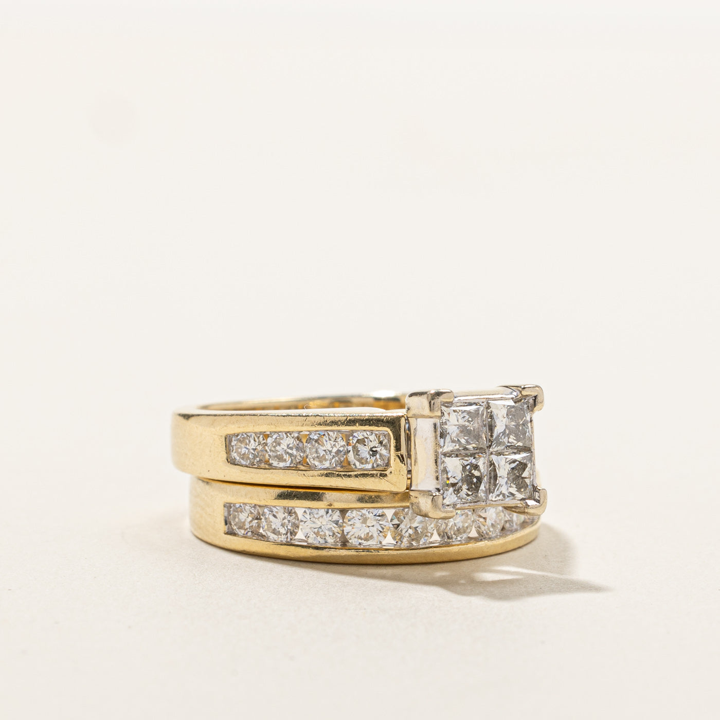 Channel Set Diamond Engagement Ring Set - 2.41 Carat Total Weight (CTW) | Size 7.25 | Perfect for Wedding Proposals & Anniversary Gifts