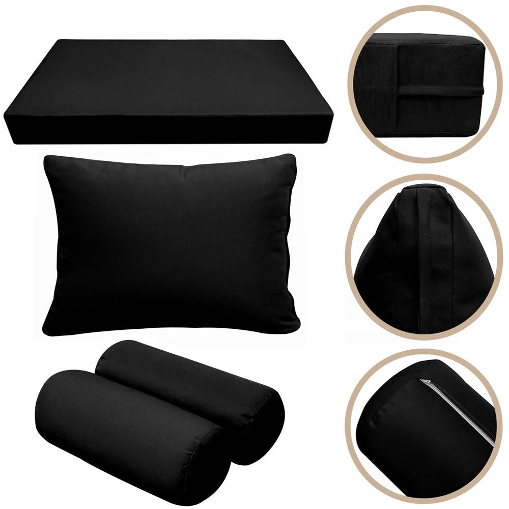 Prolinemax 6-Piece Outdoor Daybed Mattress Set with Knife Edge Design - Twin Size Cushion & Bolster Pillows for Patio, Poolside, and Garden Relaxation (Style AD109)