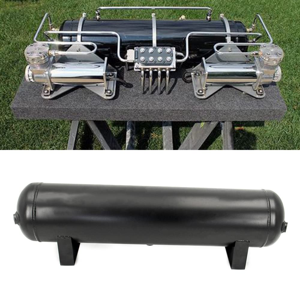 5 Gallon (18 Liter) Compressed Air Storage Tank - Heavy Duty Air Ride Receiver Tank for Car, Truck & Train Air Suspension Systems - Perfect for Air Ride Suspension, Train Horns & Air Accessories (Black)