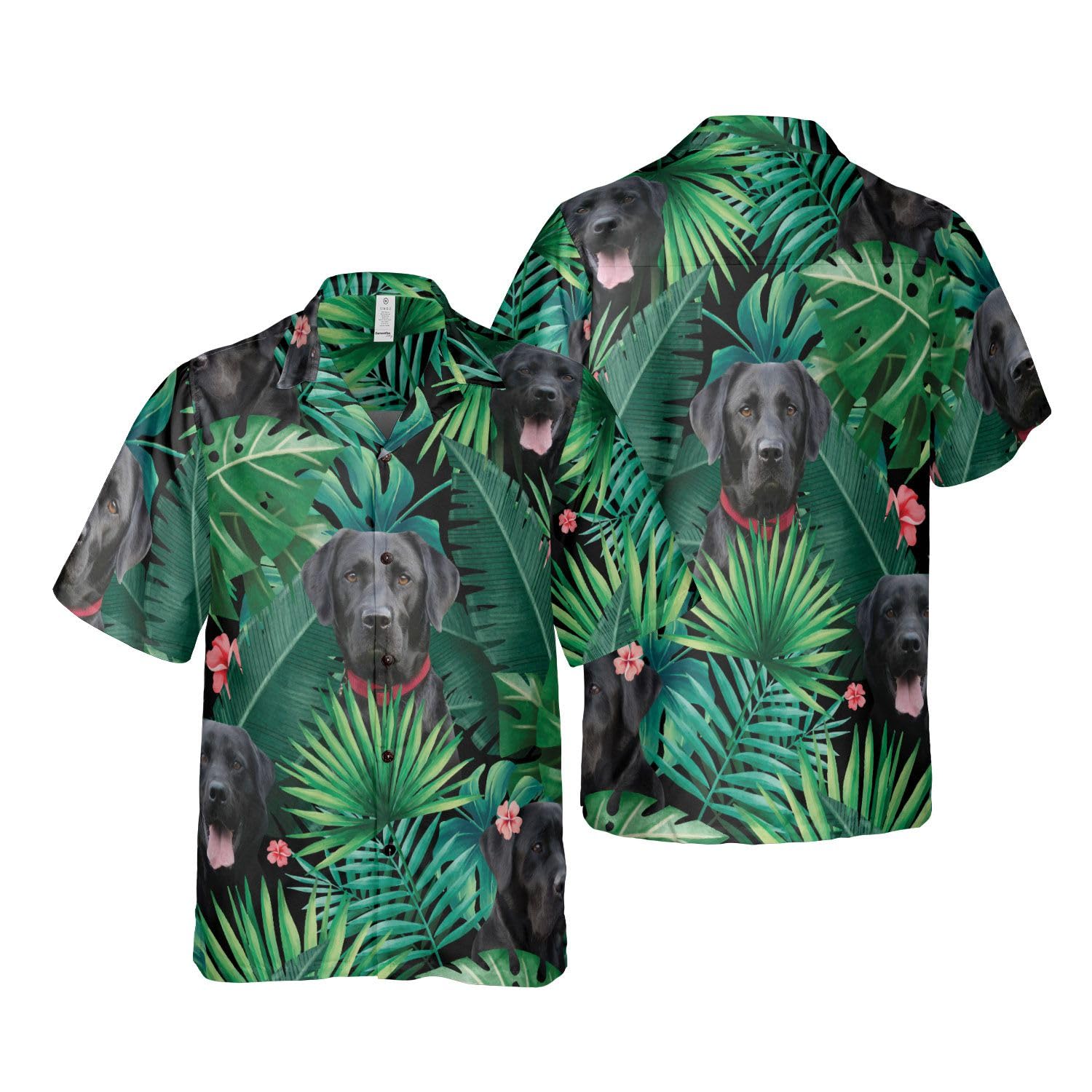 HYPERFAVOR Men's Tropical Labrador Print Hawaiian Shirt - Casual Short Sleeve Labrador Retriever Shirt for Beach, Vacation & Summer Outfits