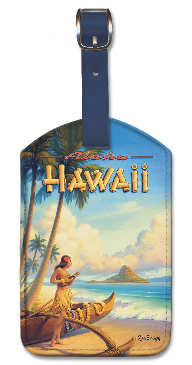 Pacifica Island Art Leatherette Luggage Tag - Hawaiian Aloha Design by Erickson | Durable Travel Bag Tag for Suitcases, Backpacks & Carry-Ons - Perfect for Hawaii Vacations & Tropical Getaways