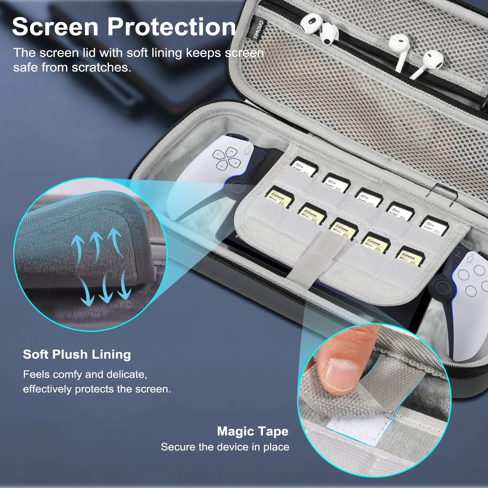TiMOVO Hard Shell Travel Case for PlayStation Portal Remote Player - Protective Storage Bag with 10 Game Card Slots for PS5 Portal Controller & Accessories (2023 Model) | Perfect for Gaming On-The-Go, Travel Protection & Accessories Organization