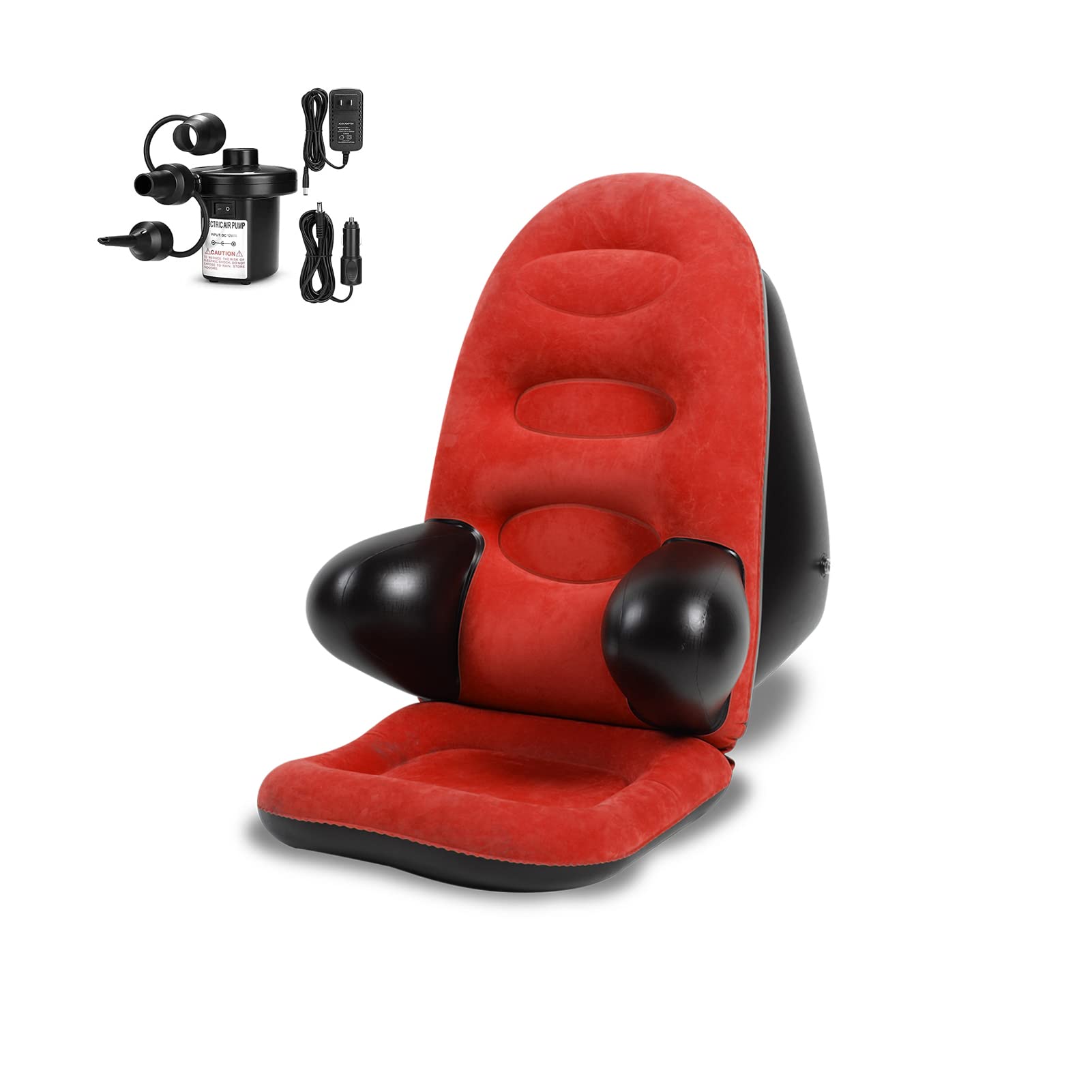 **BDL Inflatable Armrest Lounge Chair - Foldable Air Sofa for Gaming, Reading & Relaxing - Indoor & Outdoor Use - Includes Air Pump (Red) - Perfect for Camping, Beach, Poolside & Backyard Lounging**