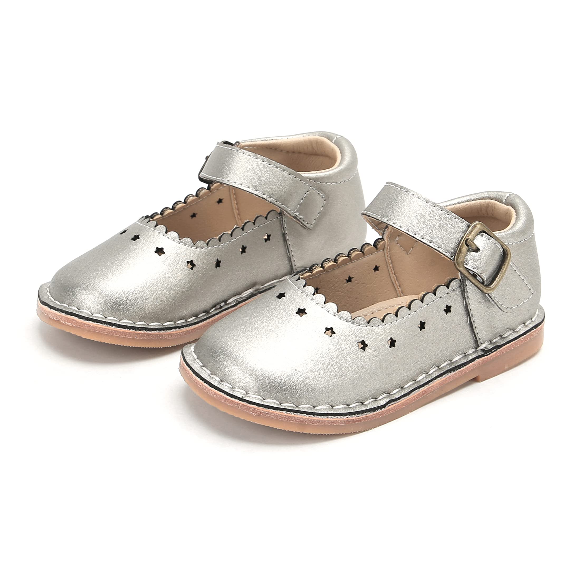 THEE BRON Girls Mary Jane Flats - Toddler School Uniform Shoes & Party Dress Shoes for Kids - Perfect for School, Weddings, and Special Occasions