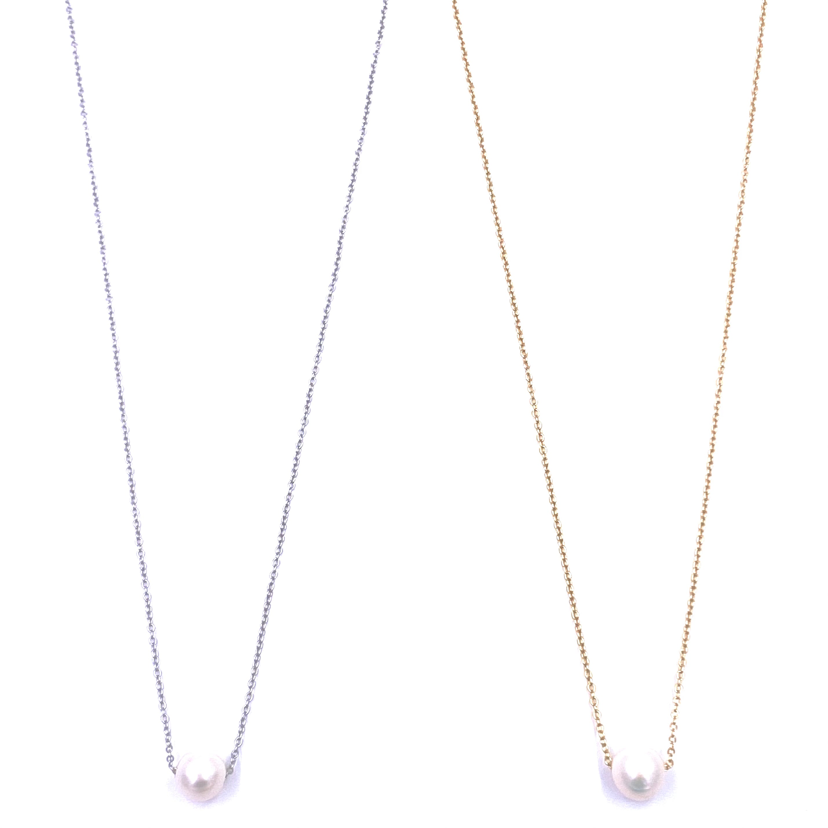 Ashley Gold Sterling Silver Floating Pearl Necklace - Elegant Dainty Jewelry for Women - Perfect for Weddings, Parties & Special Occasions