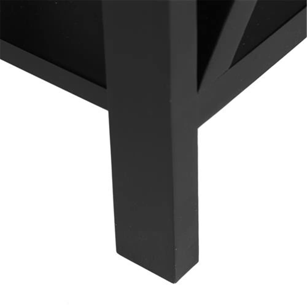 Modern Wooden End Table with Drawer & Storage Shelf - Nightstand, Sofa Side Table for Living Room & Bedroom - Black - Perfect for Small Spaces, Coffee Table Companion, Bedside Storage Solution