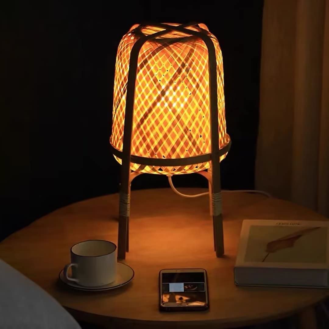 Handmade Bamboo Table Lamp - Modern Zen Style Bedside & Floor Lighting for Bedroom, Living Room, Hotel Decor | Perfect for Meditation Spaces, Reading Nooks & Cozy Ambience