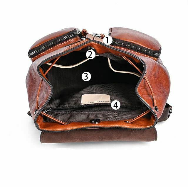 Genuine Leather Backpack - Unisex Travel Satchel Bag for Women & Men, Durable School Book Bag & Stylish Tote Purse (Brown) - Perfect for Work, College, Commuting & Weekend Adventures