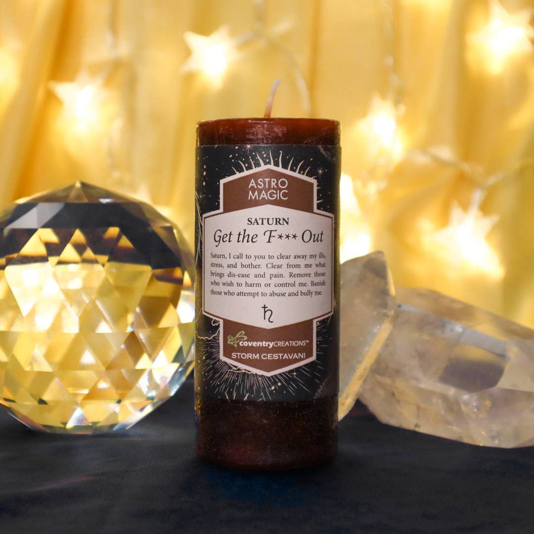 Astro Magic Saturn 'Get the F* Out' Candle - Spiritual Cleansing, Negative Energy Removal, Home & Office Blessing Ritual