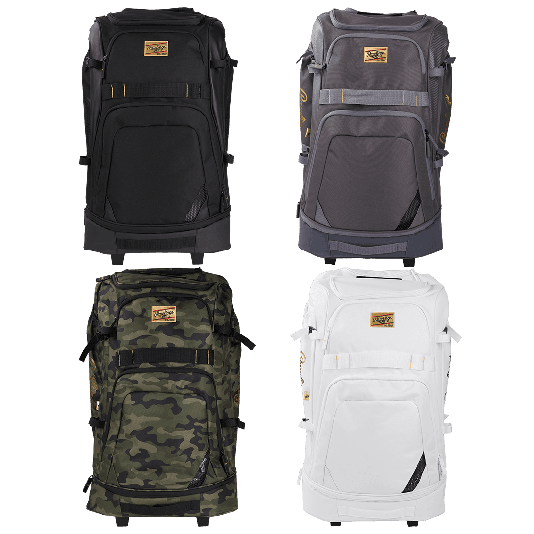 Rawlings Gold Collection Wheeled Baseball Bag - Durable Rolling Sports Equipment for Baseball Players | Perfect for Travel, Games & Practice Sessions