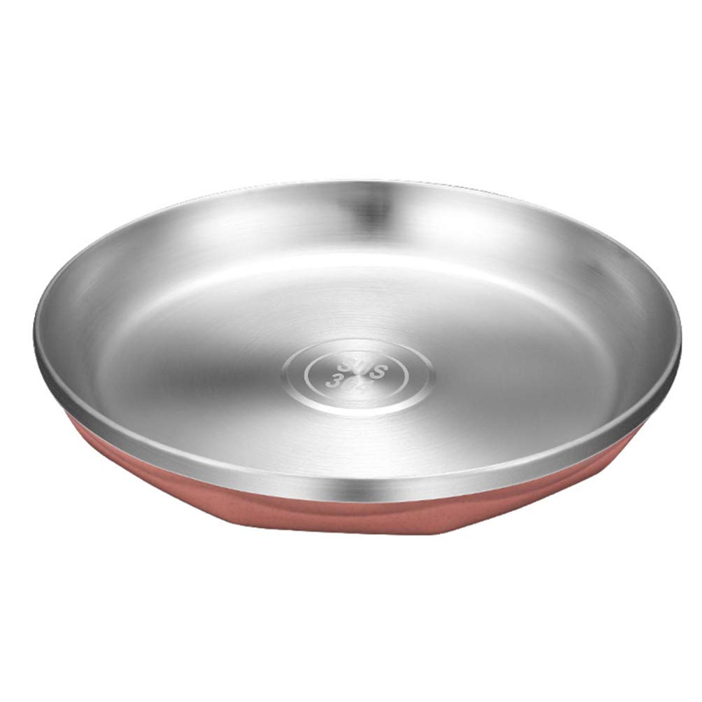 TOPBATHY 10-Inch Stainless Steel Round Dinner Plates - Heat-Resistant, Durable Metal Plates for Camping, Outdoor Picnics, BBQ, and Home Dining (Set of 4, Pink) - Perfect for Restaurants, Parties, and Travel