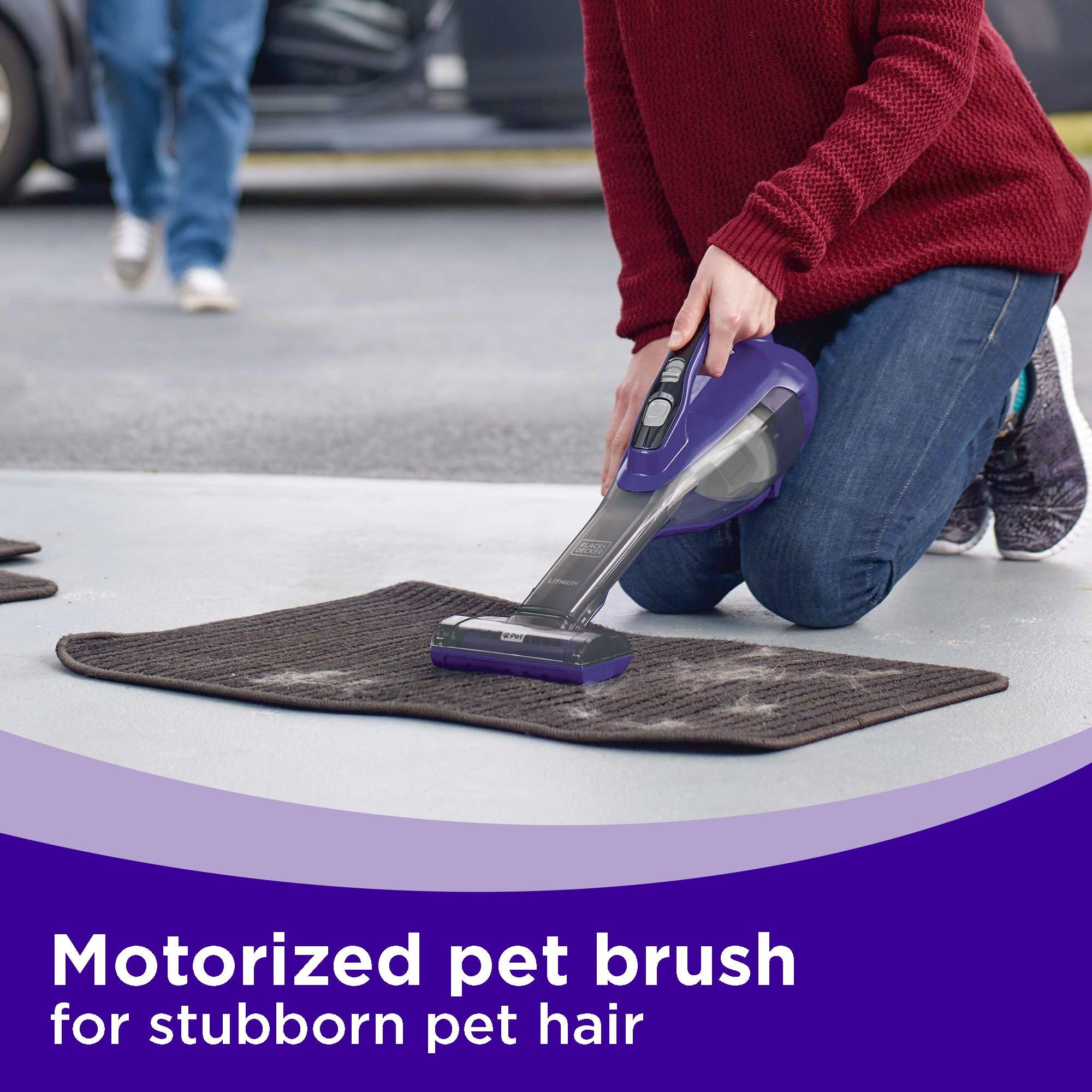 BLACK+DECKER Dustbuster Furbuster AdvancedClean Cordless Pet Handheld Vacuum - Powerful Suction for Pet Hair, Home & Car Cleaning (HLVA325JP07) | Perfect for Carpets, Upholstery & Car Interiors