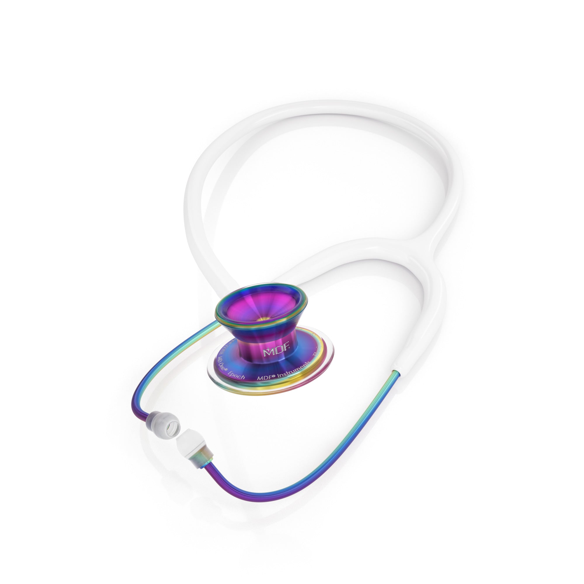 MD One® Epoch® Titanium Adult Stethoscope - White/Kaleidoscope Design | Premium Medical Stethoscope for Doctors, Nurses & Healthcare Professionals | Ideal for Clinical Use, Patient Examinations & Emergency Care