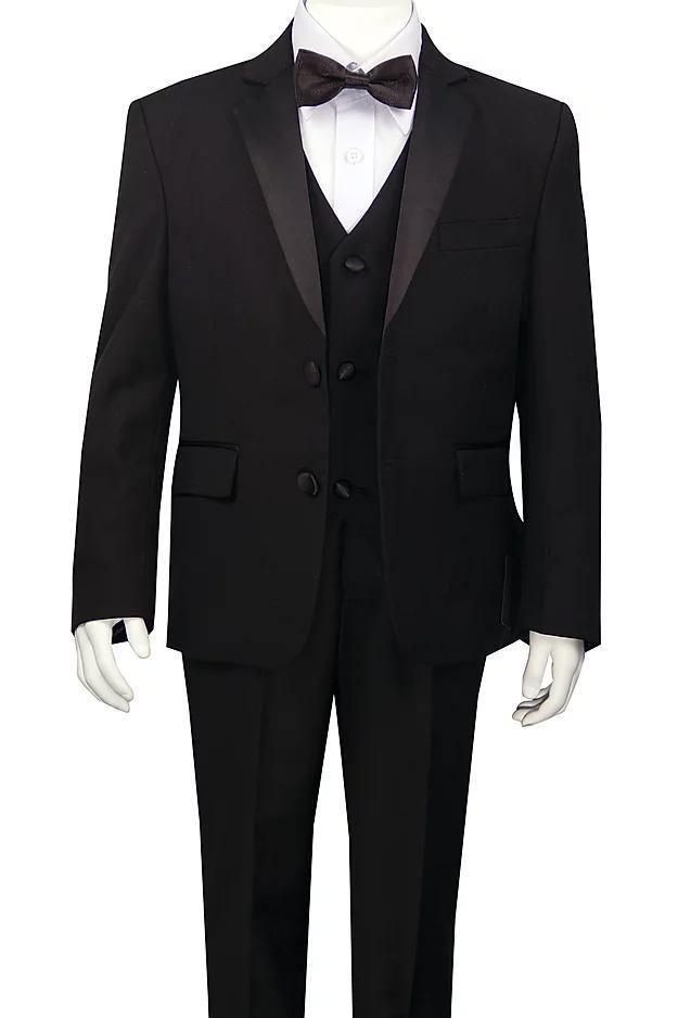 Classic Black 5-Piece Boys Tuxedo Suit Set - Formal Wear for Weddings, Prom, and Special Occasions