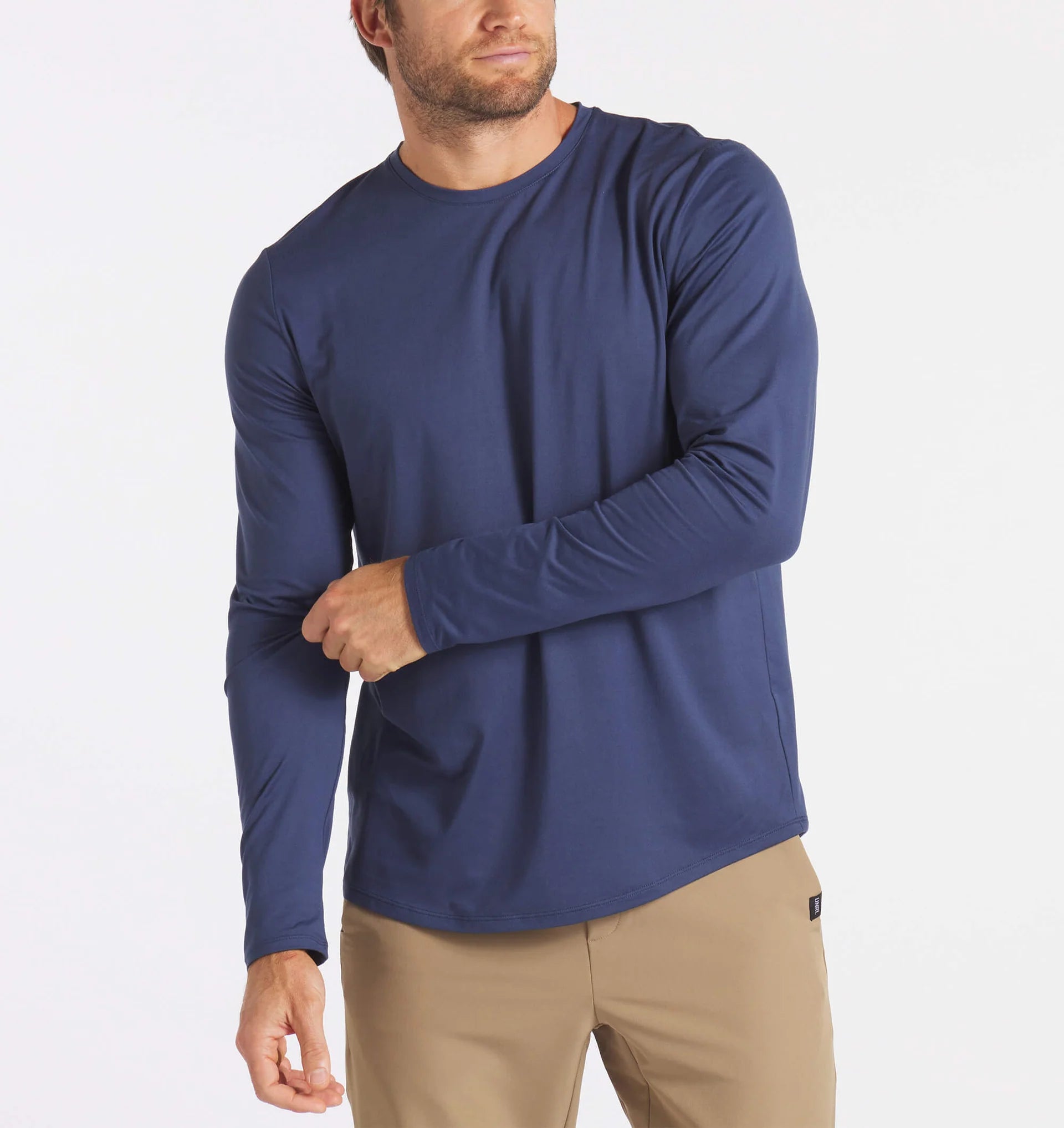 Men's Ultra Long Sleeve T-Shirt - Soft Cotton Comfort Fit (Harbor Blue) | Casual Wear, Layering & Outdoor Activities