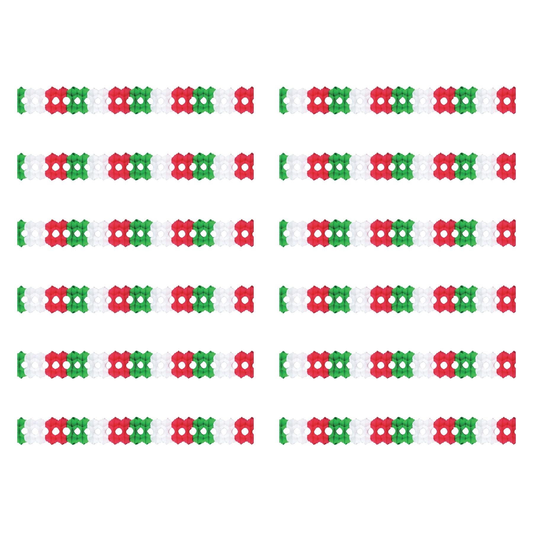 12 Pack Beistle Fiesta Arcade Garland - Red, White & Green Party Decorations for Cinco de Mayo, Birthday & Mexican Themed Parties