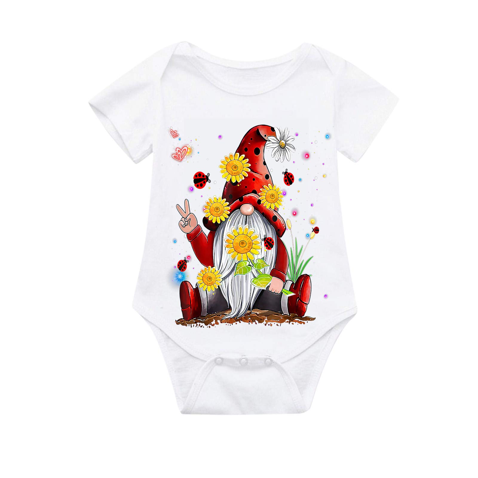 **Newborn Baby Clothes Set 0-3 Months | Unisex Bodysuit & Romper with Gnome Sunflower Design | Soft Cotton Infant Outfits for Boys & Girls | Perfect for Fall, Casual Wear & Photo Shoots**
