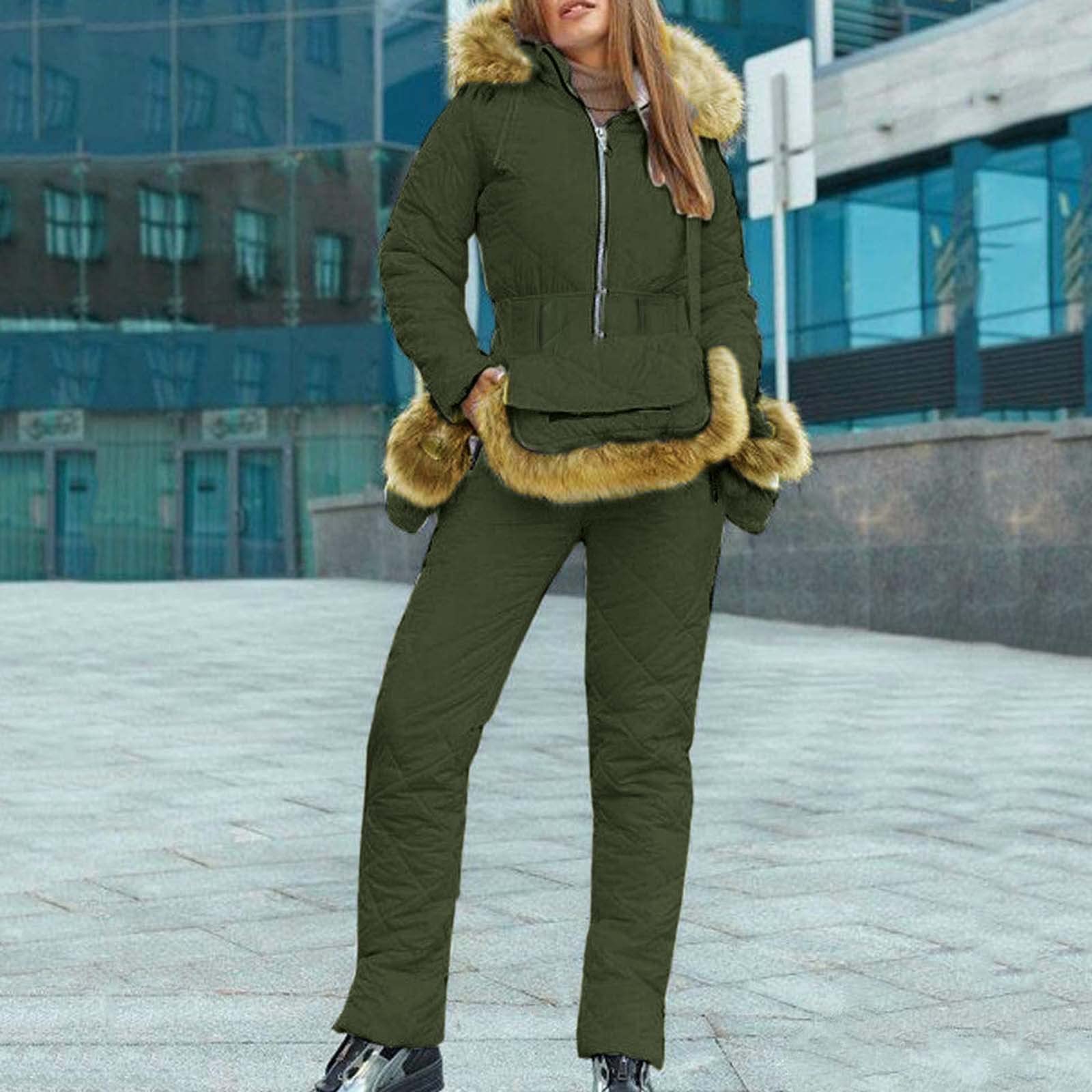Women's Waterproof Snowsuit Winter One Piece Ski Suit with Gloves & Bag - High Waist Warm Snow Jumpsuit for Outdoor Skiing & Snowboarding