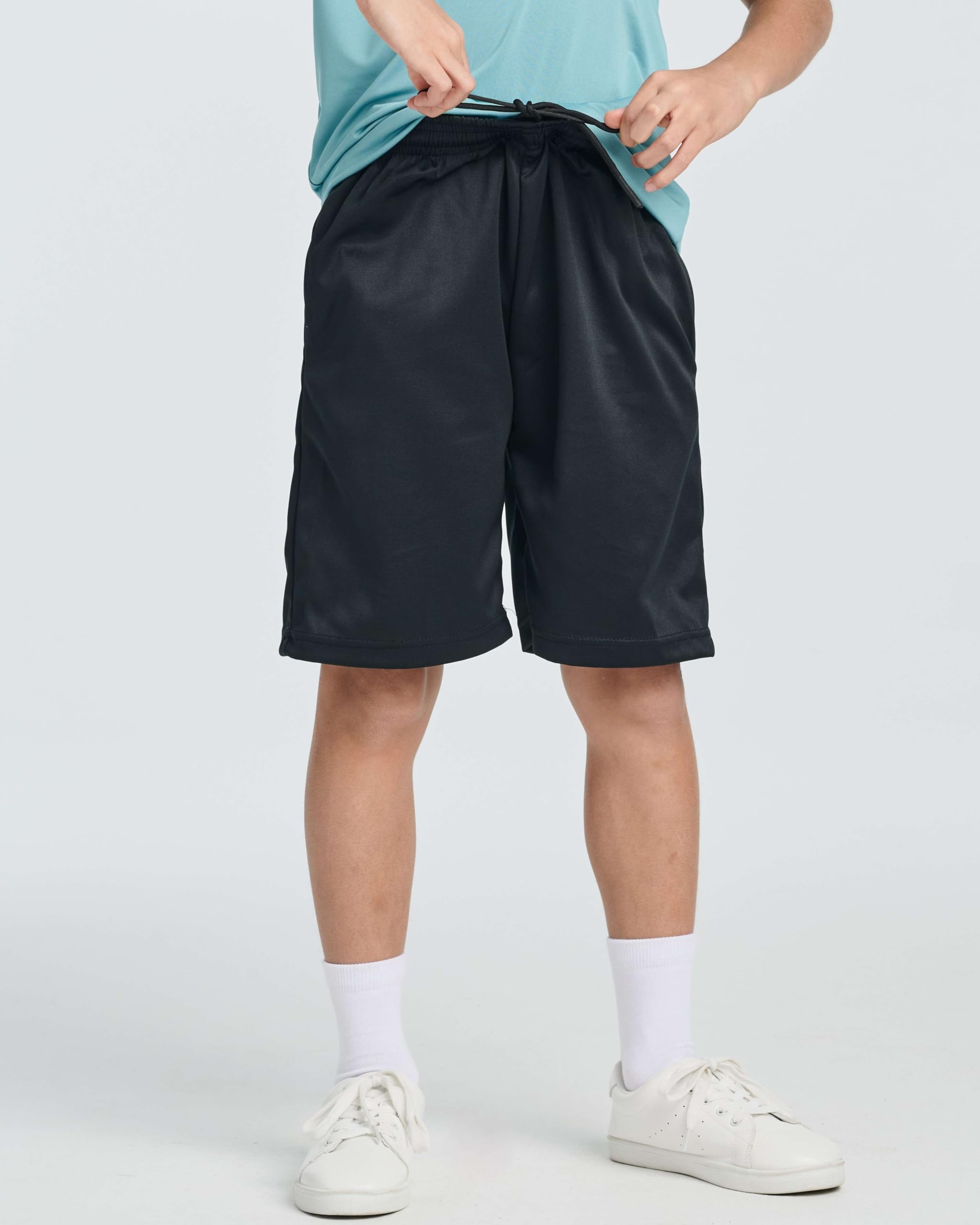 Real Essentials 5-Pack Boys' Athletic Basketball Shorts with Pockets - Breathable Youth Sports Shorts for Boys Ages 4-18 - Perfect for Basketball, Gym, Running & Casual Wear