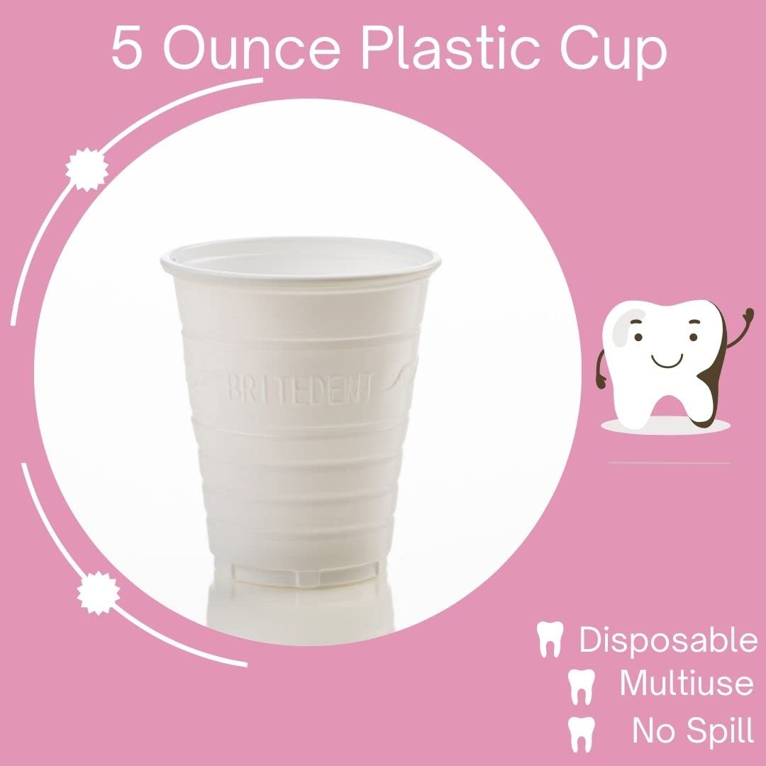 1000-Pack 5 oz Disposable Plastic Cups with Embossed Grip - White Small Drinking Containers for Dental Offices, Hospitals, Home, Office & Outdoor Use - Perfect for Water, Juice, Coffee and Party Beverages