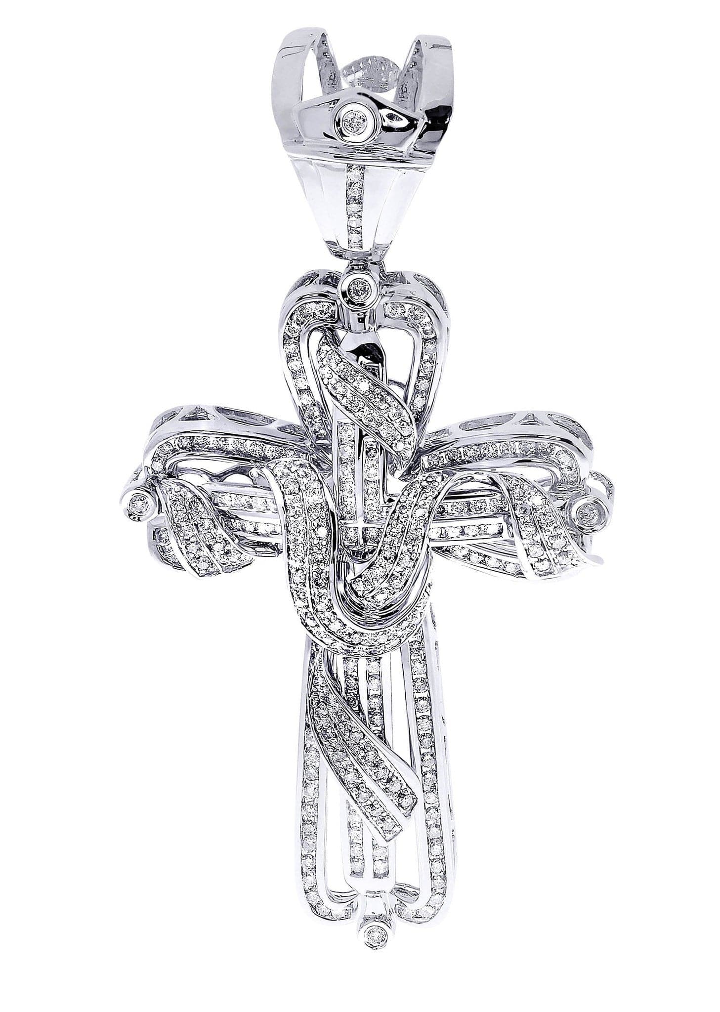 3.34 Carat Diamond Cross Pendant Necklace - 29.13 Grams Solid Gold Religious Jewelry for Women - Perfect for Baptism, First Communion & Special Occasions