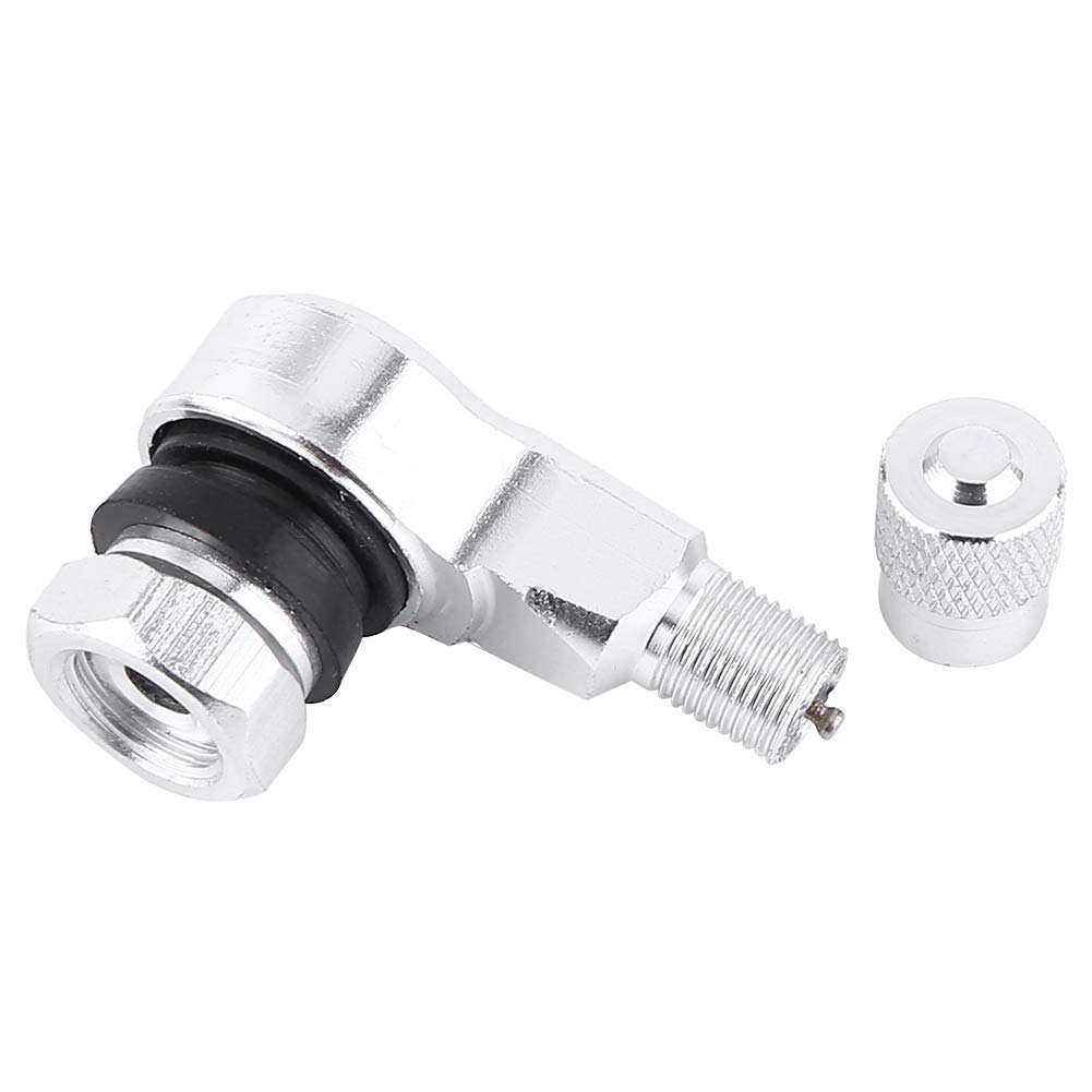 2-Pack 90 Degree Angled Tire Valve Stem Adapter - Universal Fit for Car, Motorcycle, Bike & Scooter - Durable Aluminum Alloy (Silver) - Perfect for Road Racing & Off-Road Adventures