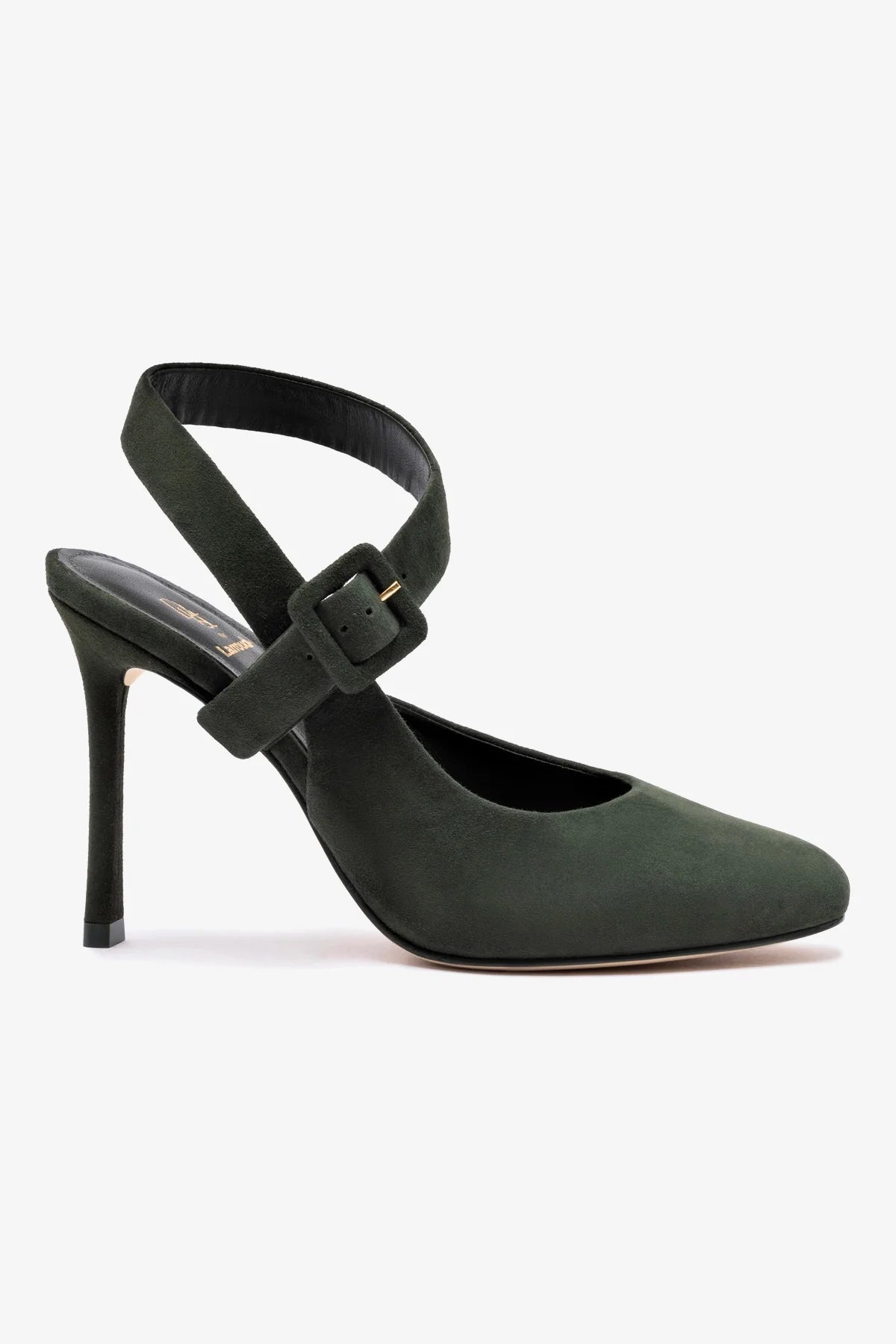 Larroudé Deena Suede Pumps in Deep Olivine - Elegant Women's Heels for Office, Party & Special Occasions