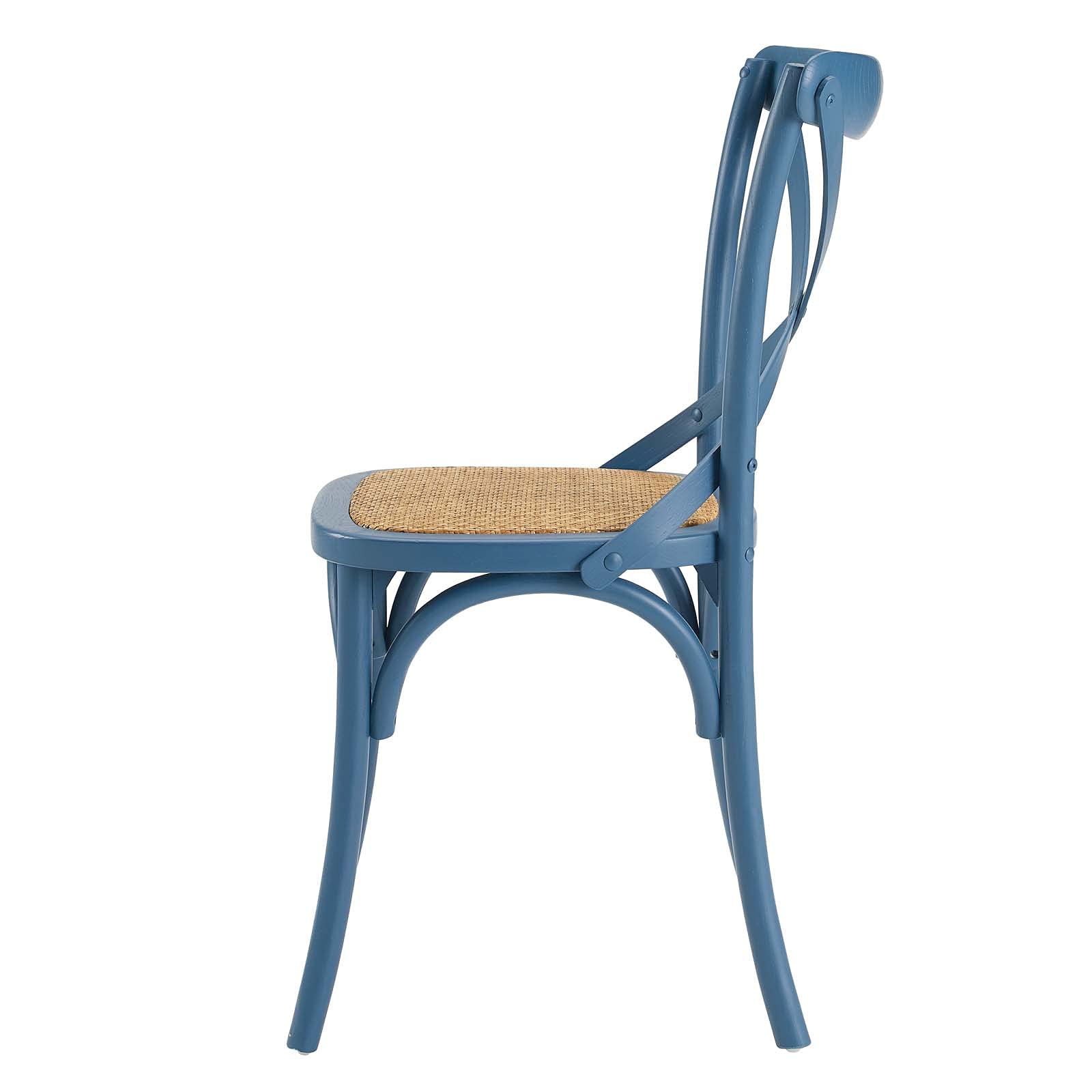 Modern Blue Wooden Side Dining Chairs - Set of 2 Contemporary Cafe Bistro Chairs for Restaurant, Hospitality & Home Dining Room Decor