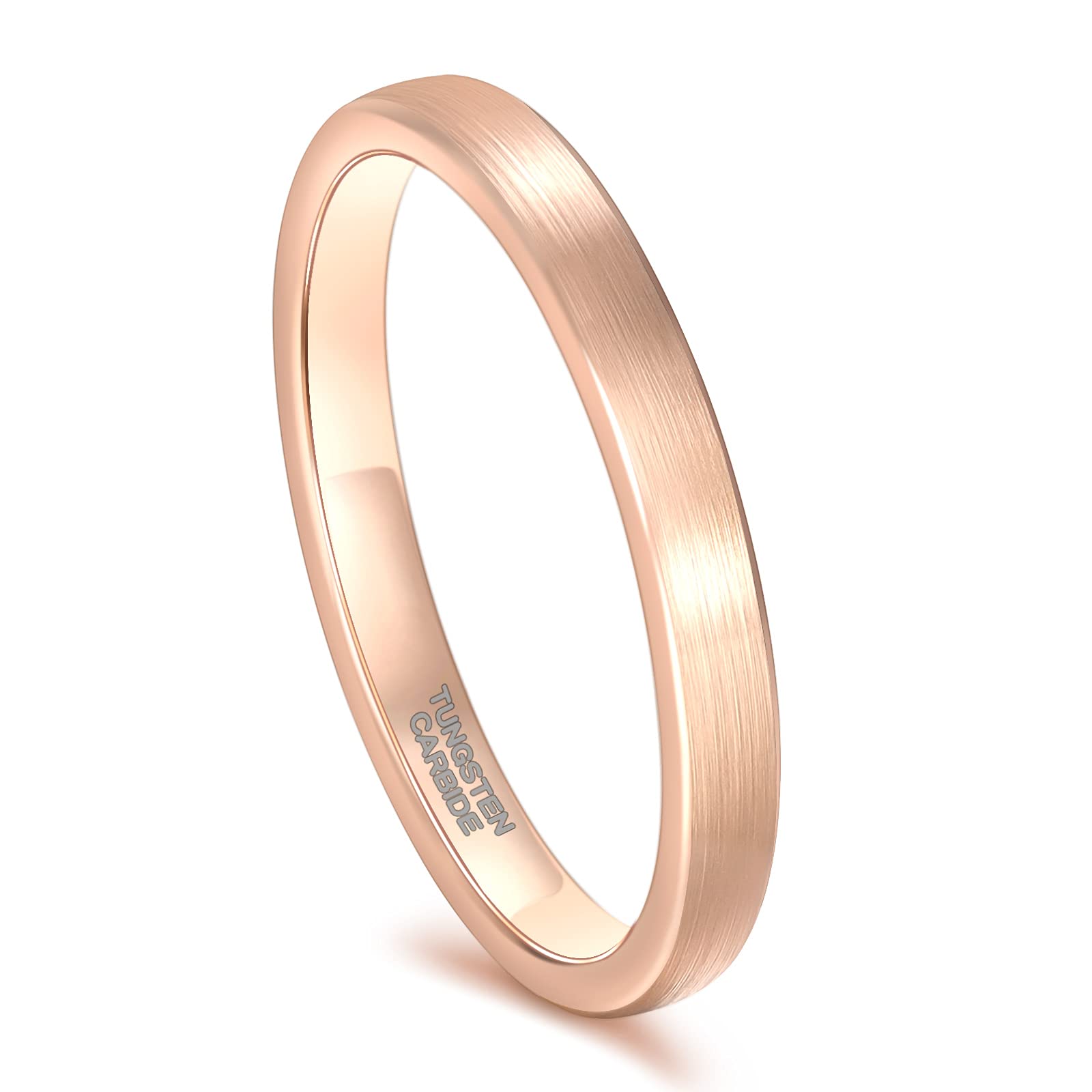 3MM & 5MM Tungsten Wedding Bands for Women & Men - Rose Gold/Silver Thin Brushed Flat Comfort Fit Rings (Size 4-13) - Perfect for Engagement, Anniversary & Everyday Wear
