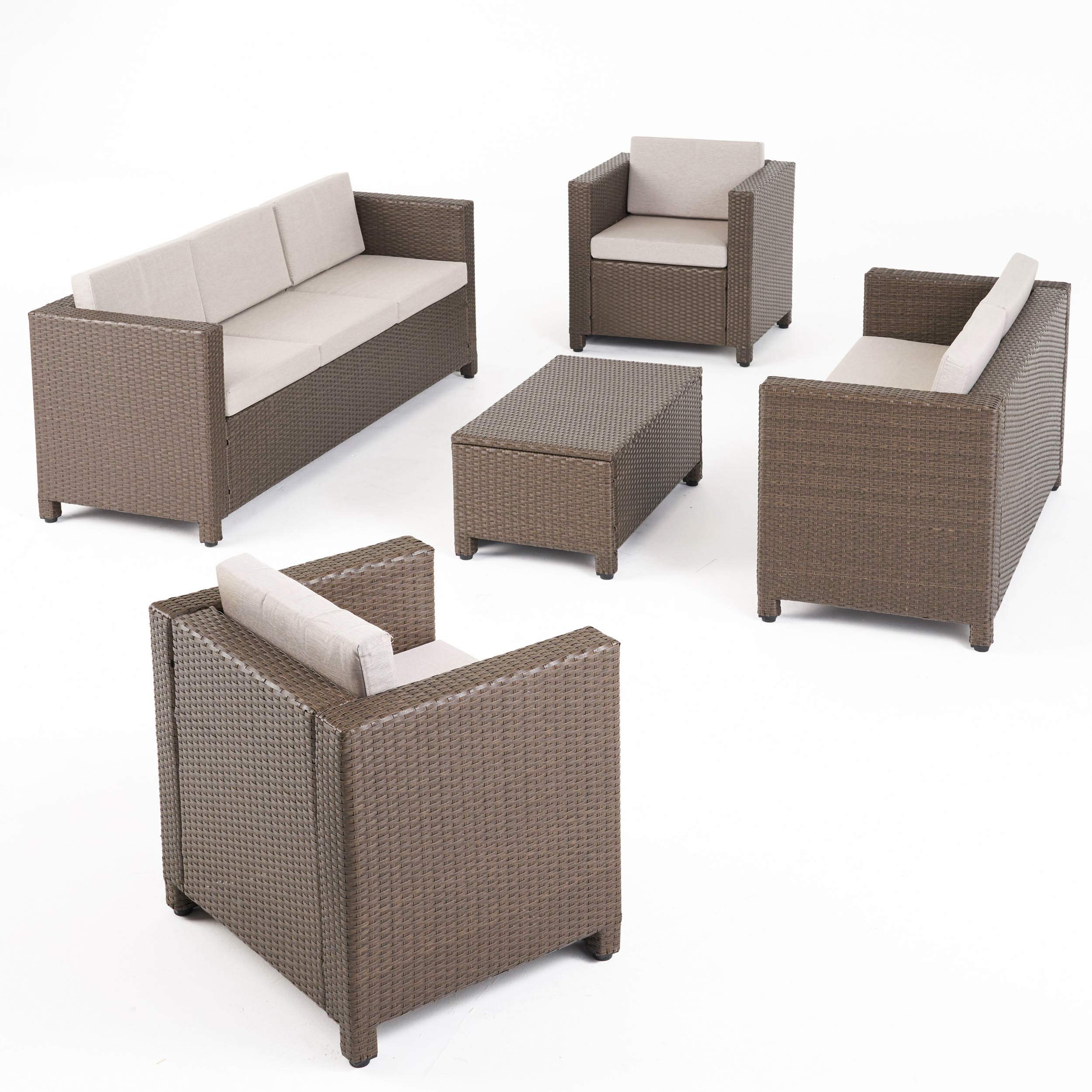 Premium Outdoor 7-Piece Sectional Sofa Set with Weather-Resistant Cushions - Brown & Gray Wicker Patio Furniture for Garden, Poolside & Backyard Relaxation