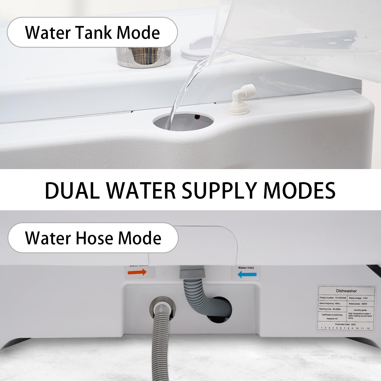 Portable Countertop Dishwasher with 7L Built-in Water Tank | 360° Dual Spray Deep Cleaning | Air-Dry Function | Compact Mini Dishwasher for Apartments, RVs & Small Kitchens | Perfect for Studio Living, Camping & Tiny Homes