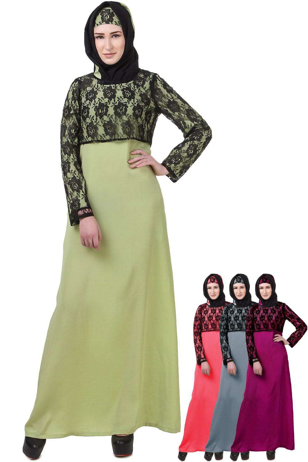 Faeezah Elegant Muslim Abaya Dress for Women - Modest Islamic Prayer Gown - Perfect for Mosque, Eid, and Special Occasions