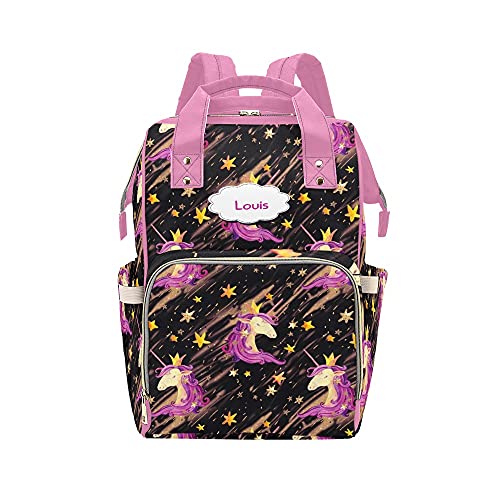 **Premium Unicorn Star Diaper Backpack – Large Baby Nappy Bag with Name Tag, Waterproof & Spacious for Parents – Perfect for Travel, Daycare, and Family Outings**