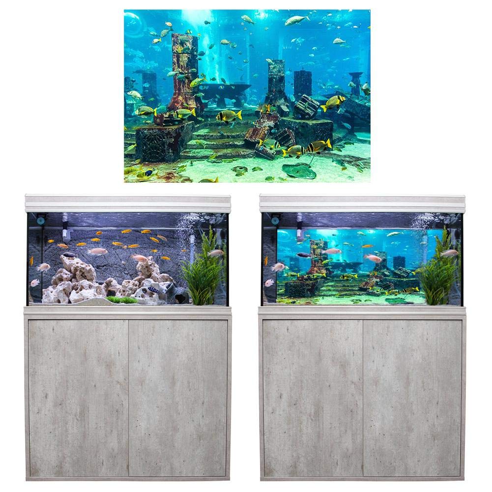 Tropical Fish Aquarium Backdrop - PVC Self-Adhesive Underwater Wall Sticker for Fish Tanks (61x30cm) - Perfect for Home & Office Decor