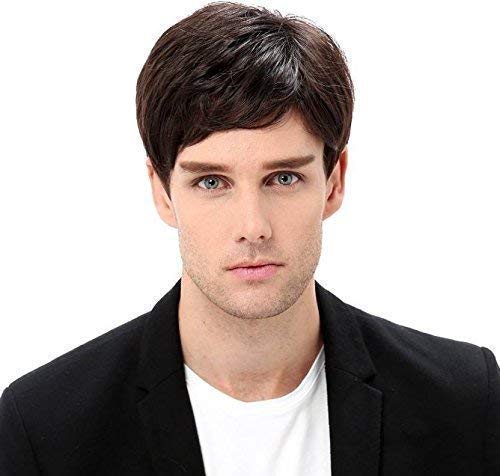 BOXO Synthetic Men's Wig - Natural Black & Brown Hairpiece for Men (50g, Pack of 1) | Perfect for Cosplay, Costume Parties & Hair Loss Solutions