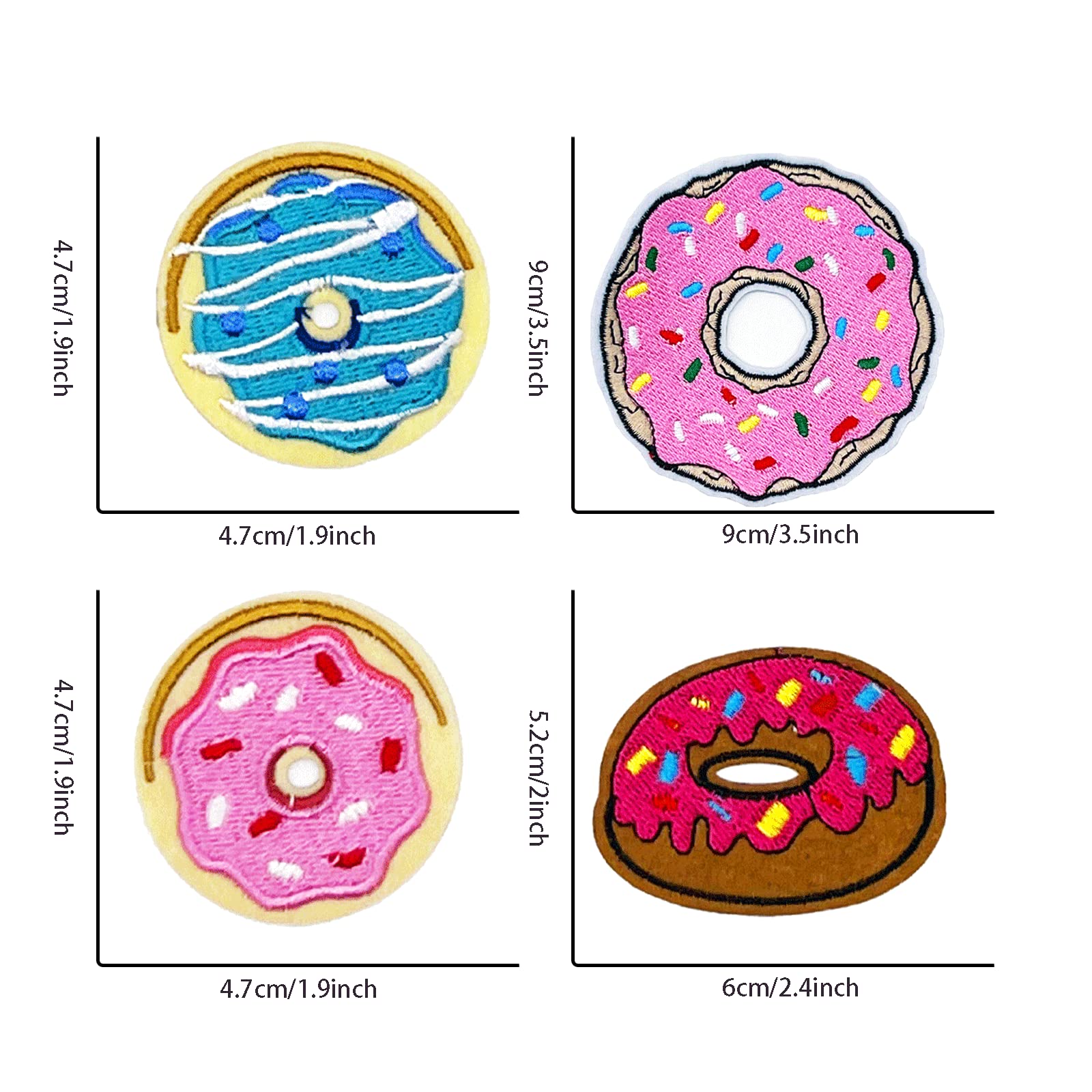 8Pcs Donut Themed Embroidered Iron-On & Sew-On Patches for Clothing, Jackets, Jeans, Backpacks, Hats - DIY Arts & Crafts, Customization & Repair - Perfect for Gifts, Fashion Upgrades, and Personalizing Accessories