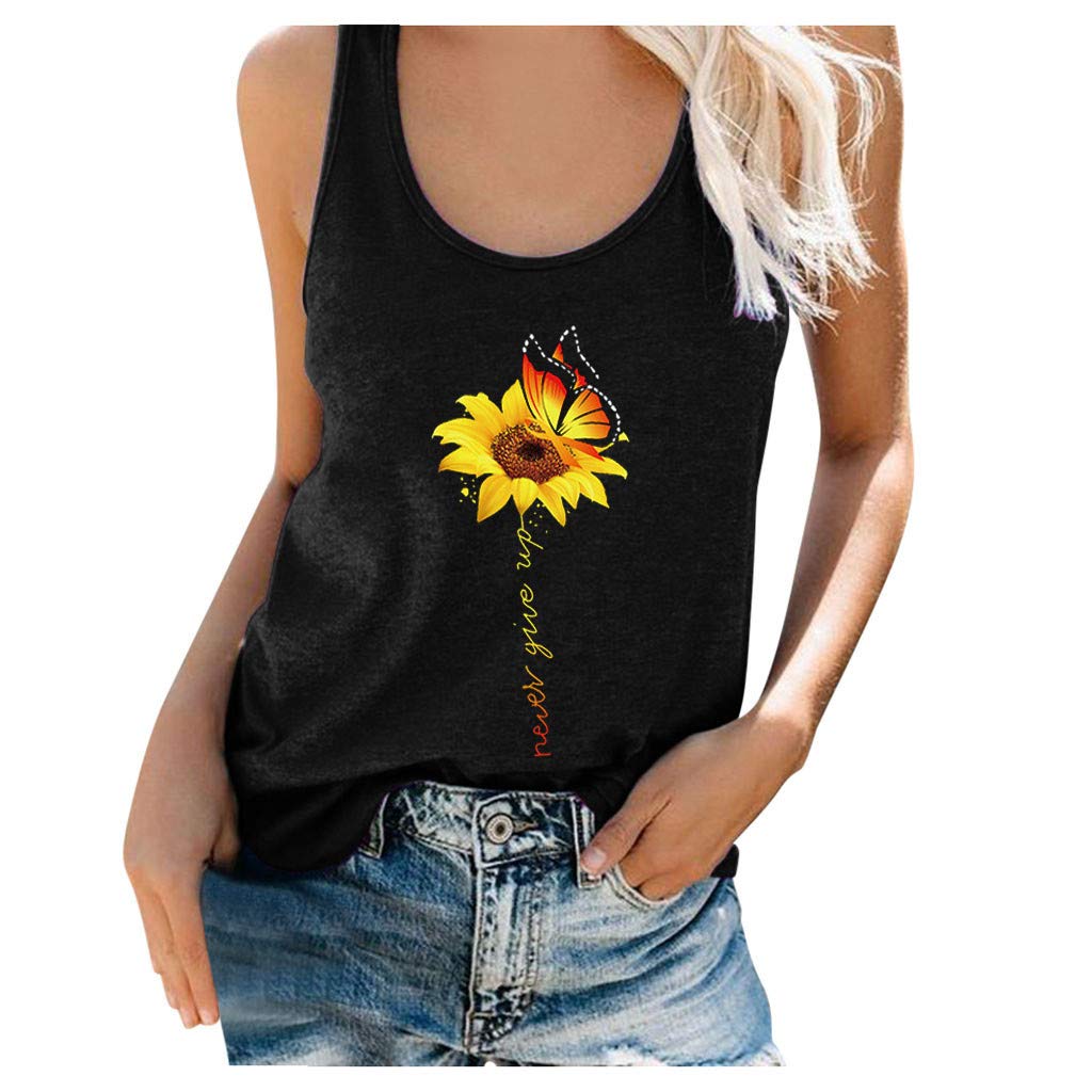 Vedolay Women's Graphic Printed Sleeveless Tank Top - Soft Loose Fit Crop Tee Blouse for Summer, Workout, Yoga & Casual Wear