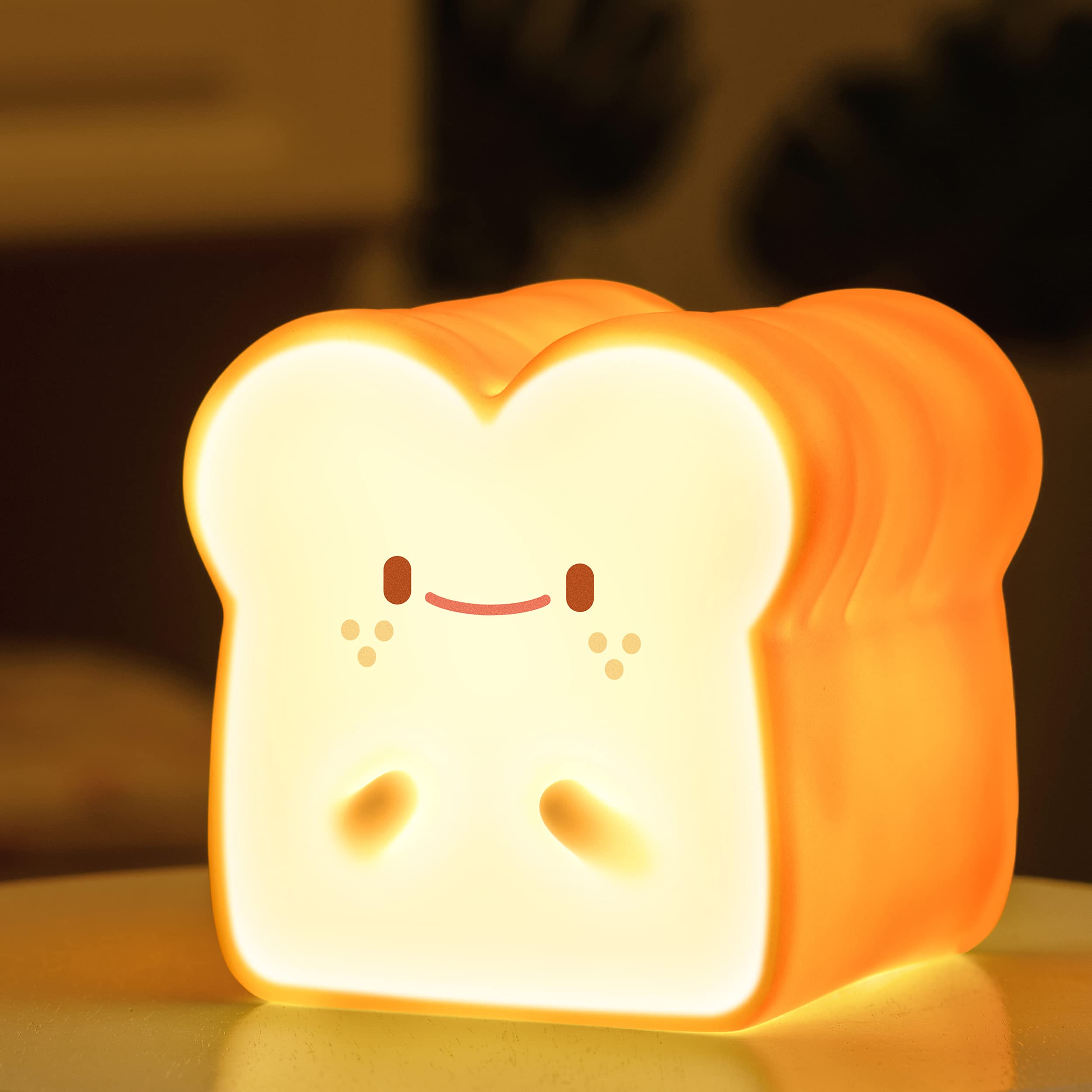 Baby Night Light - Cute Bread Toast LED Lamp for Kids Room with Timer Auto Shutoff, AAA Battery Operated Silicone Nightlight, Kawaii Bedroom Decor - Perfect for Nursery, Toddler Sleep Aid & Birthday Gifts for Teen Girls