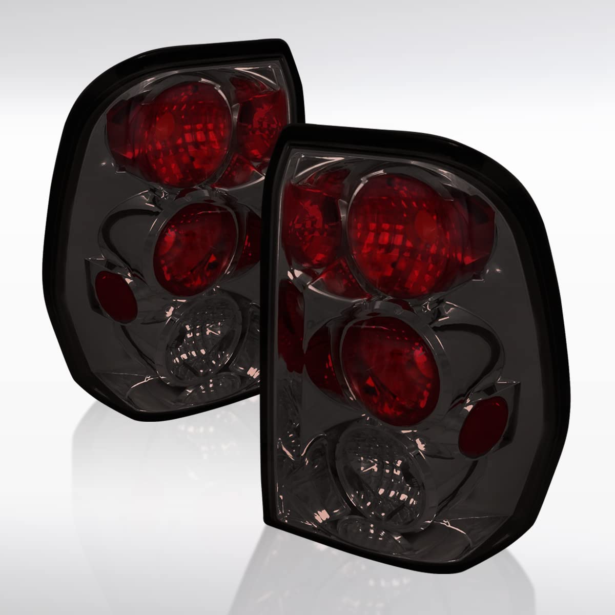 2002-2009 Chevy Trailblazer Replacement Tail Lights - Smoke Lens Left & Right Pair Assembly - Durable Aftermarket LED Brake Lights for Improved Visibility & Style - Perfect for Night Driving & Custom Car Upgrades