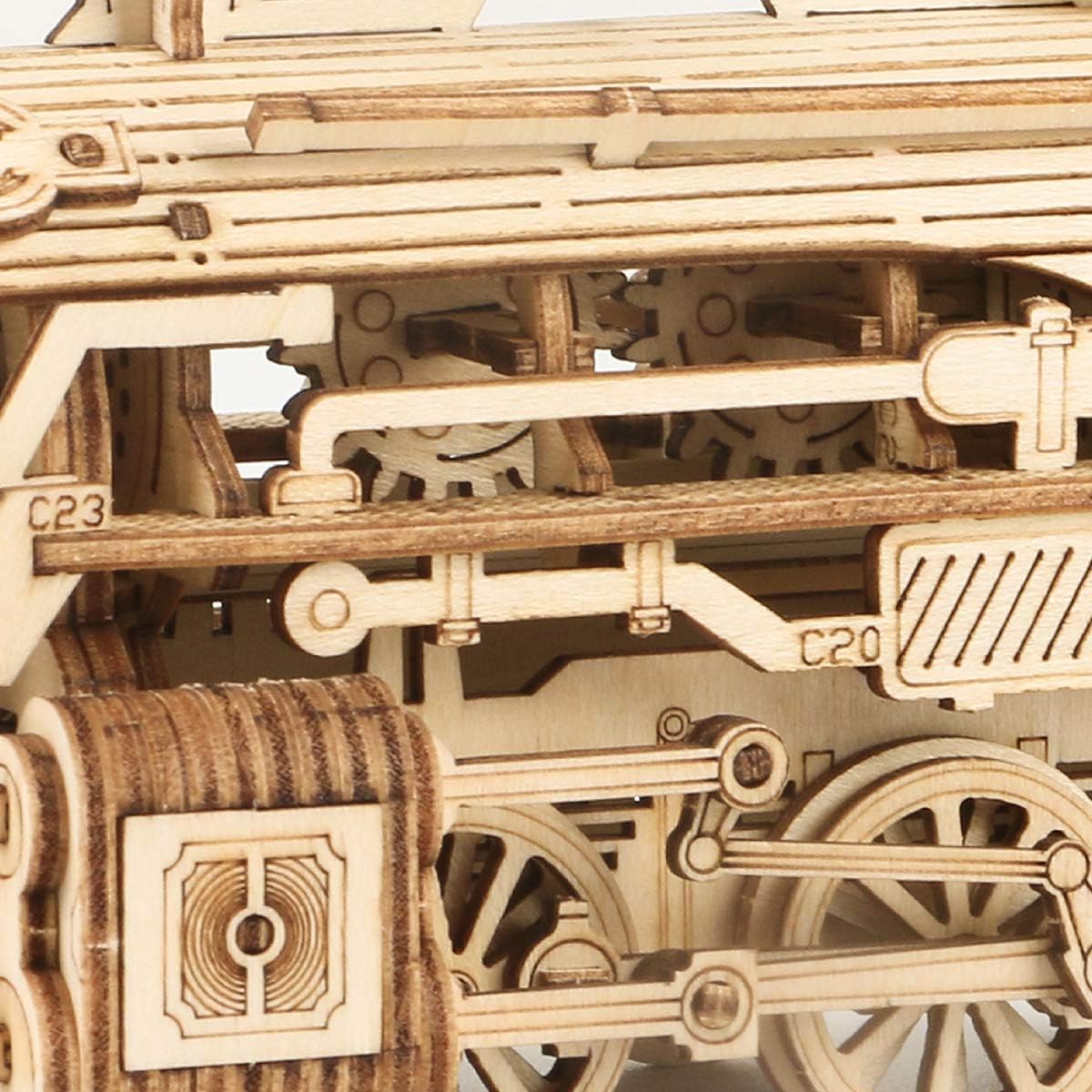 ROKR 3D Wooden Puzzle for Adults - DIY Mechanical Car Model Building Kit - Brain Teaser Toy Gift for Men, Women & Kids - Birthday & Christmas Present - Steam Train with Carriage - Perfect for Home Decoration, STEM Education & Family Bonding Activities