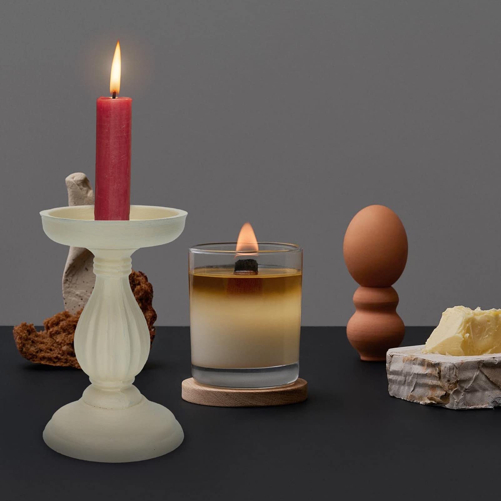 Elegant Roman Column Candle Holder - White Resin Candlestick Stand for Pillar & Tea Light Candles - Greek Figurine Base Wedding Table Centerpiece - Perfect for Home Decor, Romantic Dinners & Special Events